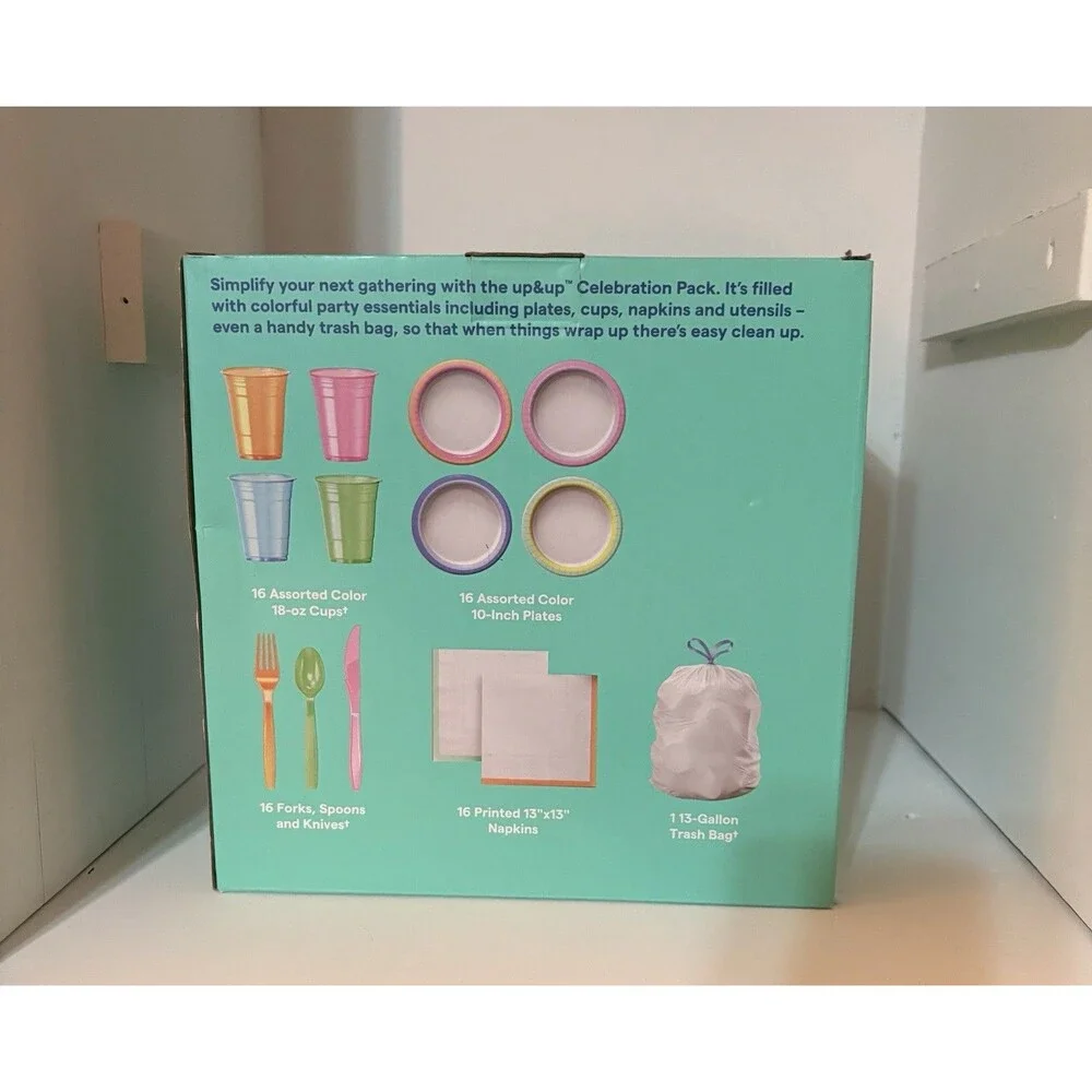 up&up Party Tableware Set 16 Place Settings Multicolor Disposable 65pc